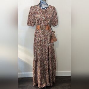 Mika Rose Dress Fall Colors Floral Print NWT